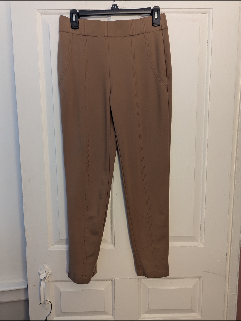 Thalian Cropped Ponte Pants in Taupe